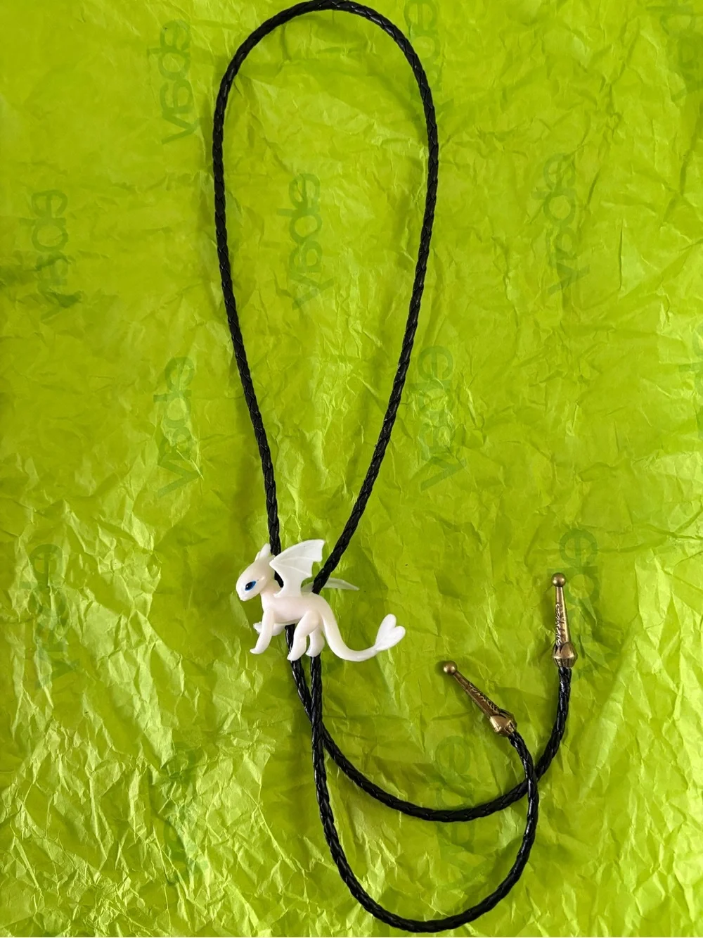 White Dragon Pendant Necklace with Blue Eyes Bolo Tie